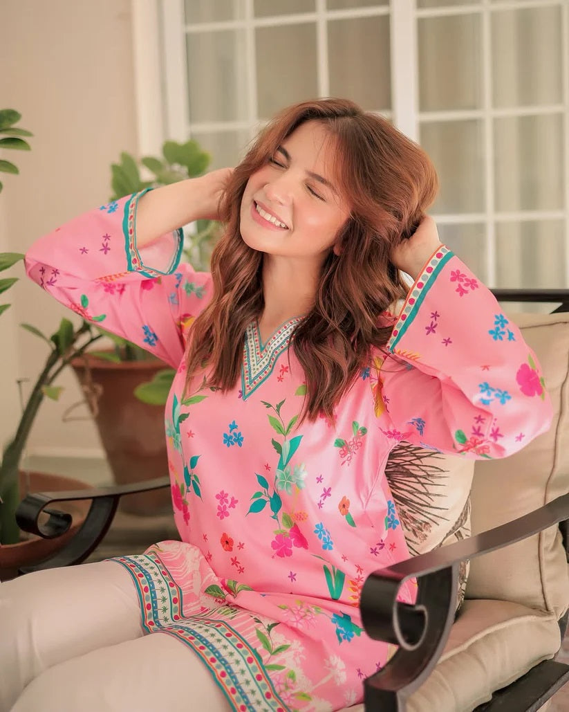 Dananeer Special Baby Pink Bloom Co ords set 2 Pieces Ready to Wear