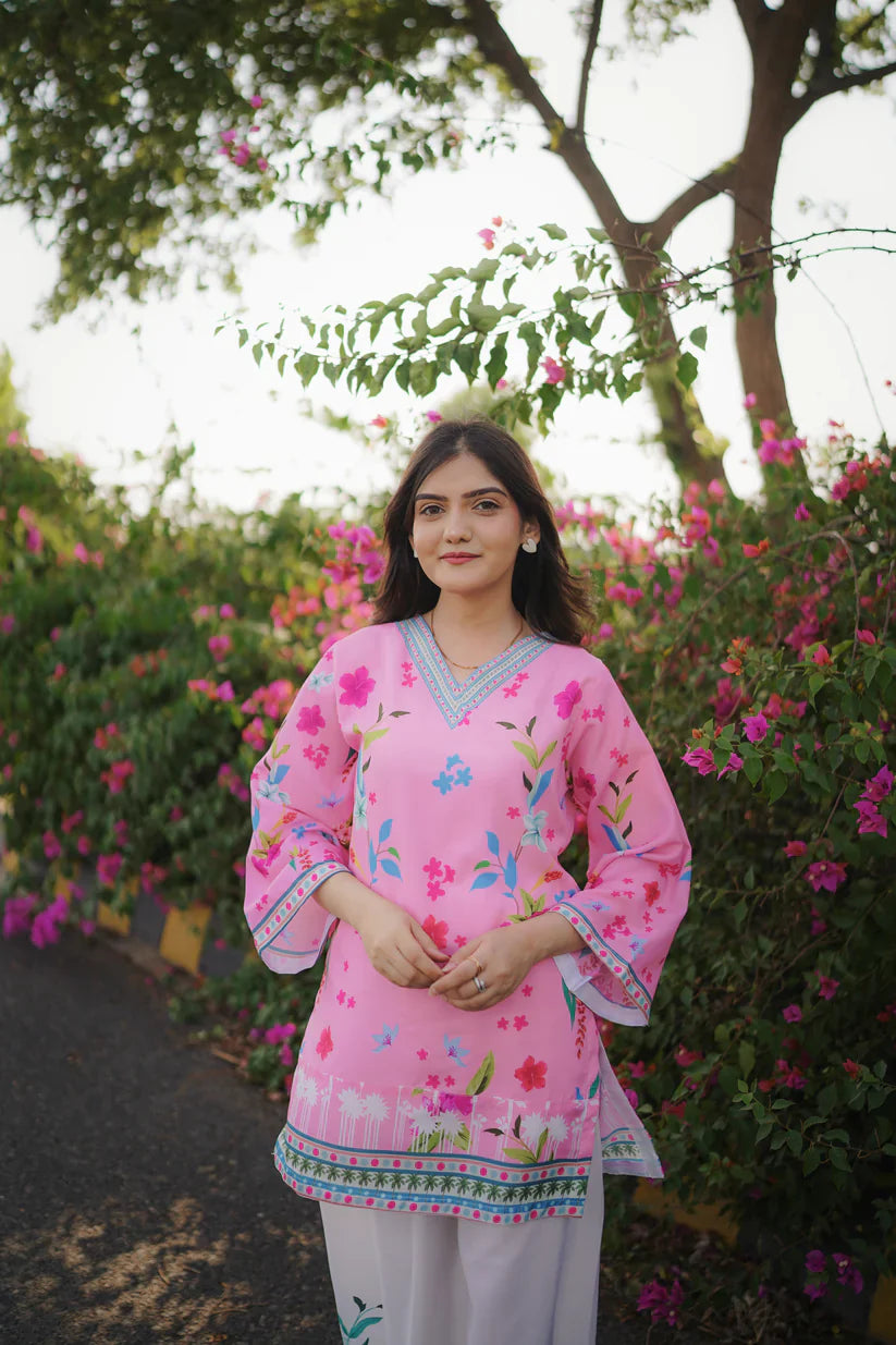 Dananeer Special Baby Pink Bloom Co ords set 2 Pieces Ready to Wear