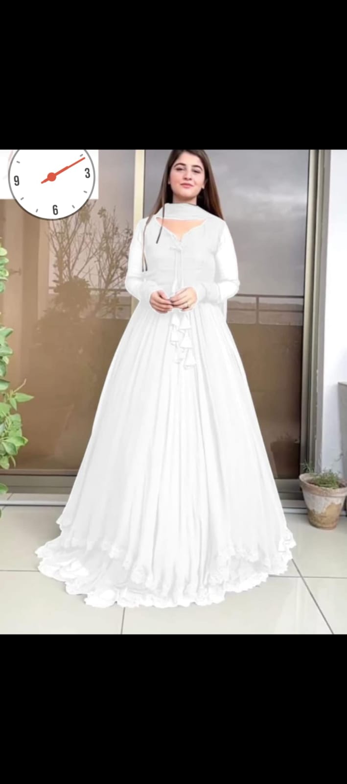 Stitched Two Layer Style Flair Party Wear Long Chiffon Frock 3-Piece